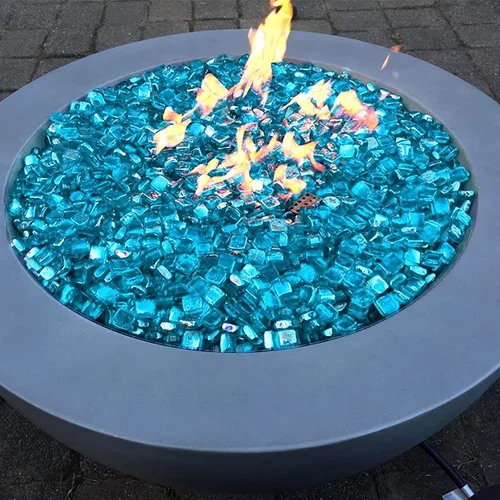 Miniatura 7 de Mr. Fireglass Cubos de vidrio para fuego de 1 pulgada para chimenea, hoguera y paisajismo, 10 libras de alto brillo azul caribeño