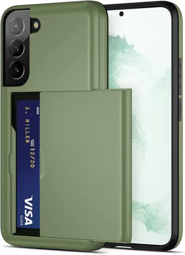 Miniatura 11 de Jiunai Funda para Samsung S22 con tarjetero para 2 tarjetas de identificación de licencia, acceso de crédito, tarjetero deslizante, cubierta