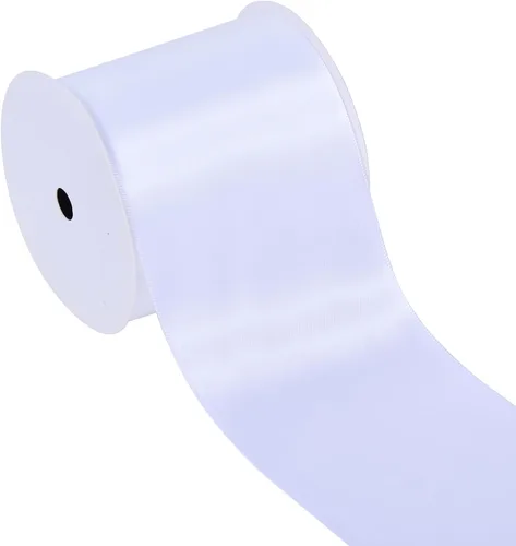 Miniatura 110 de YAMA Cinta de satén de doble cara, 2 pulgadas, 25 yardas para envolver regalos, color blanco