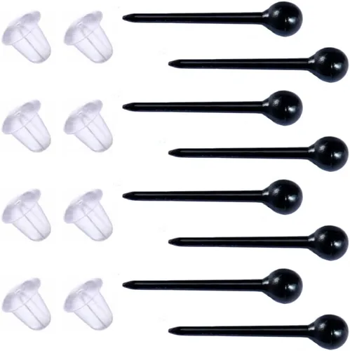 Aretes de plástico negro para deportes, 300 pares de aretes de plástico y parte trasera de aretes