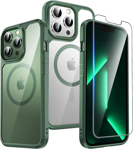 Miniatura 128 de TAURI Funda magnética 2 en 1 transparente para iPhone 14 Pro, compatible con Magsafe [no amarillenta] con protector de pantalla, protección de grado