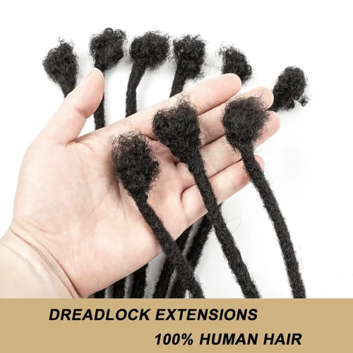 Miniatura 4 de Extensiones de rastas de cabello humano de 6 pulgadas de grosor, 10 hebras, extensiones de cabello humano real, negro natural para mujeres, hombres