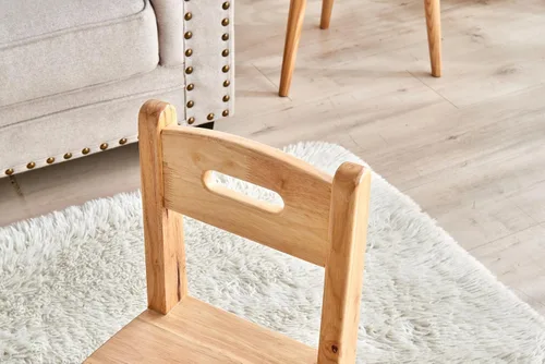 Miniatura 6 de Silla infantil de madera maciza de madera pura para niños, jardín de infantes y muebles para el hogar de los niños, natural (2 mismas sillas)