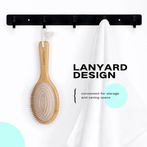 Miniatura 4 de Cepillo de pelo Combetter de bambú, para alisar el cabello y masajear el cuero cabelludo, cepillo desenredante antiestático, cepillo de madera
