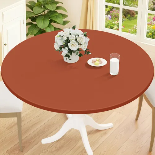 Miniatura 26 de Smiry Mantel redondo de pícnic, fundas de mesa elásticas impermeables para mesas de 18 a 24 pulgadas, manteles de vinilo con parte trasera