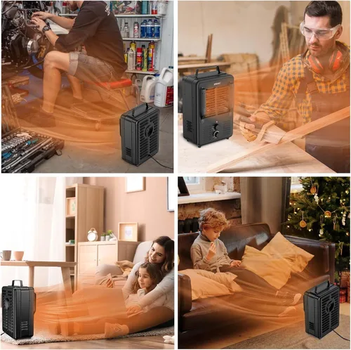 Miniatura 7 de Shinic Calentador de espacio, calentador de 1500W para lechería con termostato, protección contra sobrecalentamiento, apagado automático en caso