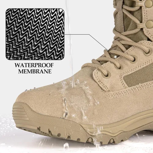 Miniatura 2 de FREE SOLDIER Botas tácticas para hombre de 8 pulgadas, ligeras, botas de combate duraderas, botas de trabajo militar, botas de desierto