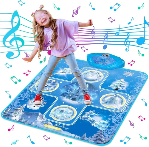 Kusntin Tapete de baile para niños, volumen ajustable, música integrada, 5 modos de juego, almohadilla de juego de baile para niñas de 3, 4, 5, 6,