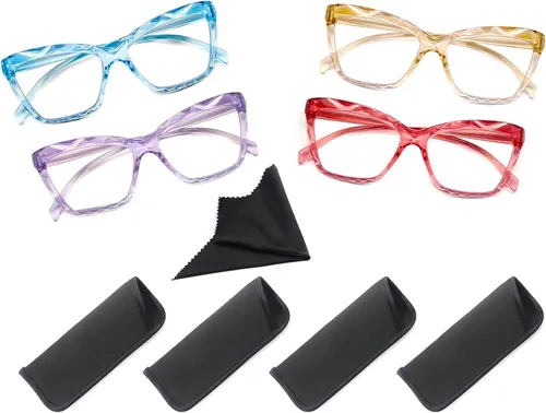 Miniatura 5 de Gafas de lectura con bloqueo de luz azul para mujer, de gran tamaño, para lectores de rayos azules + 1.50, gafas de tramposos ligeros de mariposa