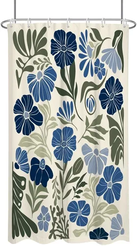 Miniatura 20 de Black Floral Shower Curtain Stall Small Half Single Mini Boho Flower Farmhouse Vintage Gothic Abstarct Retro Funky Botanical Moody Fabric Cloth