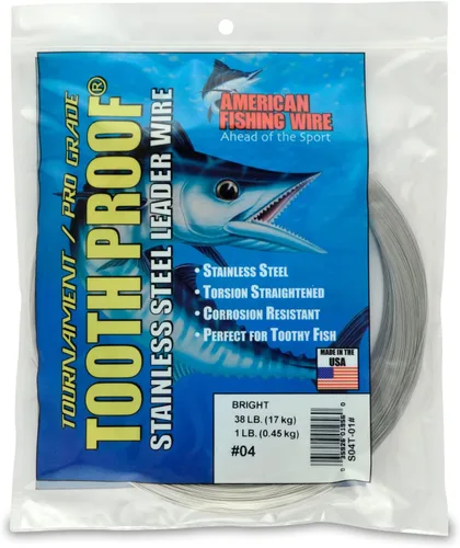 Miniatura 97 de AFW Alambre Líder Duro de Una Hebra de Acero Inoxidable a Prueba de Dientes - Brillante y Camuflaje para Tiburón, Barracuda, Caballa Real, Wahoo