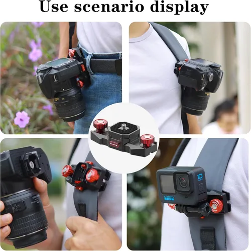 Miniatura 7 de Taisioner Clip para cámara con placa Sistema de abrazadera de captura de liberación rápida, soporte de correa para mochila CanonSony, Nikon, DSLR