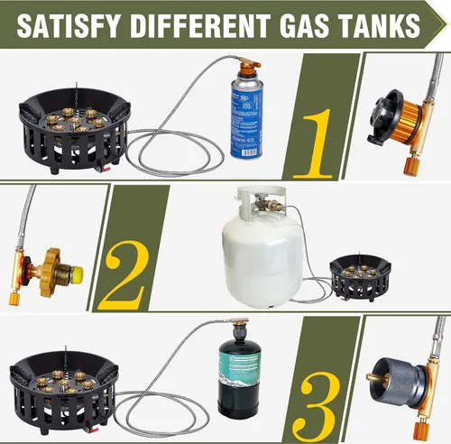 Miniatura 5 de Quemador de propano Bestfire, estufa de gas de 72,000 BTU de quemador único para cocinar al aire libre, estufa de camping a prueba de viento