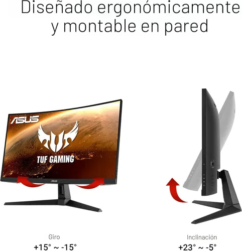 Miniatura 6 de ASUS TUF Gaming VG27VH1B - Monitor curvo de 27 pulgadas, 1080P Full HD, 165Hz (soporta 144 Hz), desenfoque de movimiento extremadamente bajo