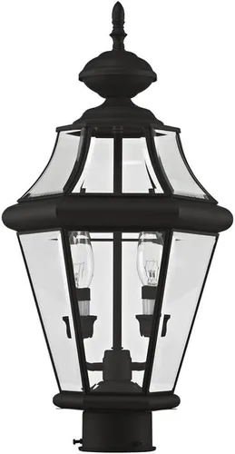 Miniatura 4 de Livex Lighting 2264-01 Georgetown - Cabezal de poste para exteriores con 2 luces, latón antiguo