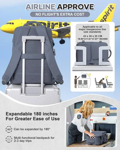 Miniatura 2 de VECAVE Mochila de mano para mujer, mochila de viaje grande aprobada por vuelo, impermeable de 14 pulgadas, mochila para laptop de negocios, mochila