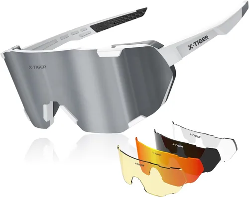 X-TIGER Gafas de ciclismo polarizadas para hombres y mujeres, 5 lentes intercambiables UV400, gafas de sol deportivas, béisbol, correr, pescar Lente