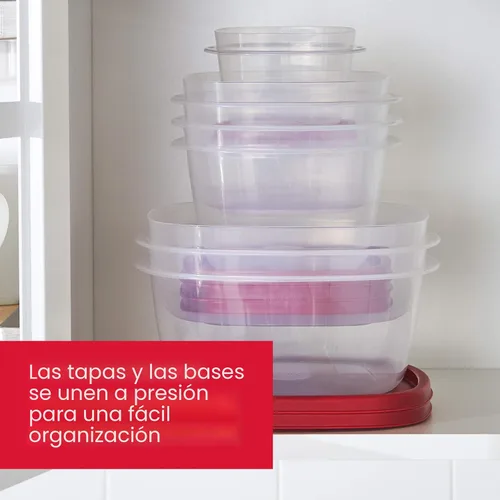 Miniatura 4 de Rubbermaid Juego de almacenamiento de alimentos de plástico sin BPA de 16 piezas, tapas ventiladas rojas, apto para microondas, lavavajillas