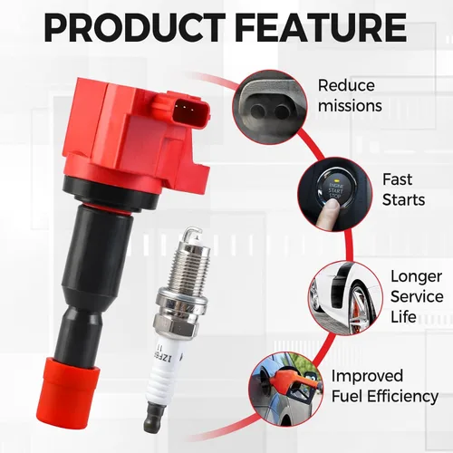 Miniatura 3 de Pindex Paquete de 4 Bobinas de Encendido UF581 y Bujías de Iridio Kits de Paquete de Bobinas Compatible con Honda Fit 2007 2008 1.5L L4 30520PWC501