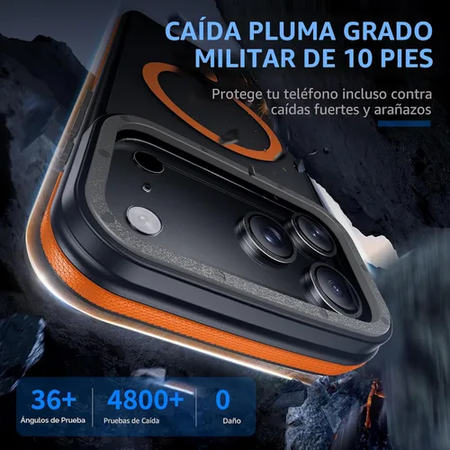 Miniatura 3 de Funda para iPhone 17 Pro Max con protector de lente de cámara [protección de grado militar de 10 pies] compatible con MagSafe a prueba de golpes