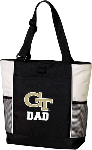 Miniatura 3 de Broad Bay Official Georgia Tech Tote Bag Zippered Travel Carryall Yellow Jackets Logo, 600D Polyester Canvas, Adjustable Web Handles, Front
