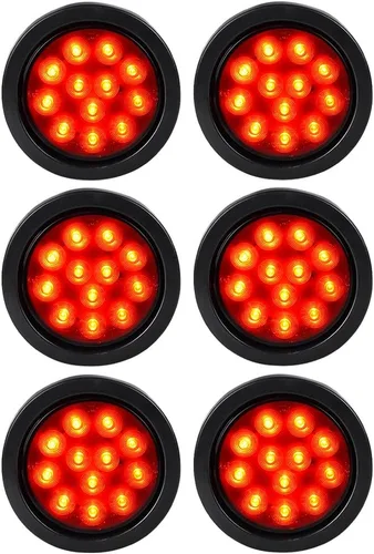 Miniatura 64 de Kit de tapones de cableado con cubierta de hule para luz trasera LED redonda de 4", 12 ledes, para RV, camioneta Luz roja - Lente transparente