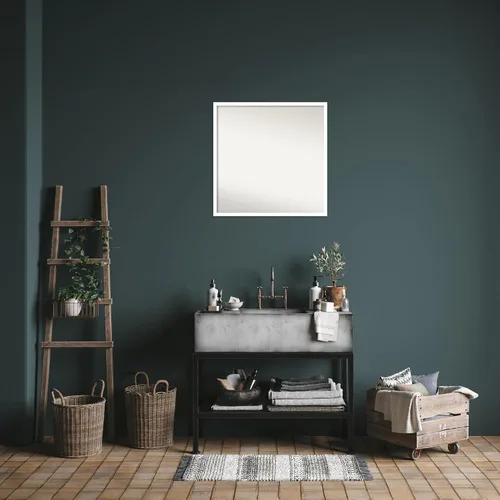 Miniatura 1067 de Amanti Art Espejo de baño blanco para sobre el fregadero, 32 x 45 pulgadas, espejo de tocador rectangular blanco esbelto, marco de madera moderno