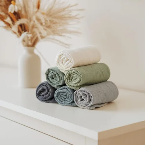 Miniatura 4 de Konssy - Juego de 6 paños de muselina para eructos para bebés unisex, grandes, 100 % algodón, para recién nacidos, niñas y niños Verde (Green Forest)