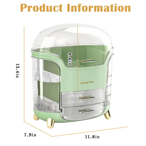 Miniatura 6 de Organizador de maquillaje y organizador de cuidado de la piel, caja organizadora de cosméticos para encimera con tapa y cajones, organizador