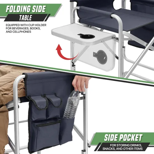 Miniatura 7 de Silla de directores, sillas de campamento plegables de 31 pulgadas de alto, silla de tocador plegable con marco de aluminio, silla de artista