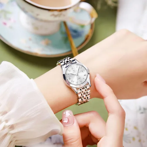 Miniatura 2 de OLEVS Reloj de pulsera para mujer, pequeño reloj de pulsera de acero inoxidable para mujer, reloj analógico de cuarzo para mujer