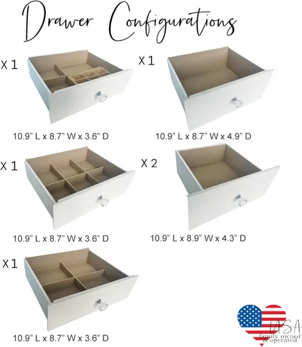 Miniatura 9 de Hives and Honey Kimberly Jewelry Armoire - Organizador de almacenamiento blanco moderno con cajones divididos y ganchos para collares, diseño