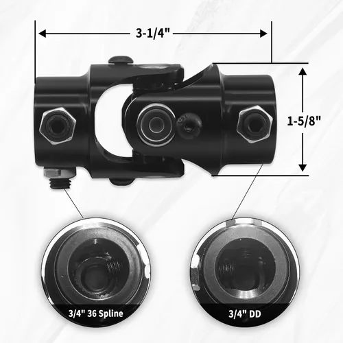 Miniatura 2 de 3/4-36 Spline X 3/4 "DD Negro Dirección Universal Junta Eje Único U Joint