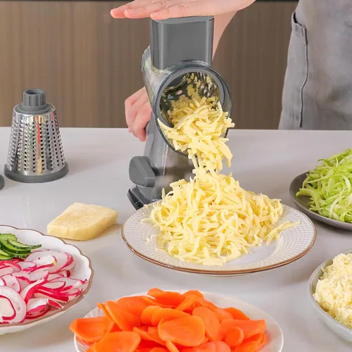 Miniatura 3 de KalraMay Rallador de Queso, Rallador de Queso Giratorio con Asa, Rallador de Queso Giratorio Multifuncional que Ralla sin Esfuerzo Queso, Verduras