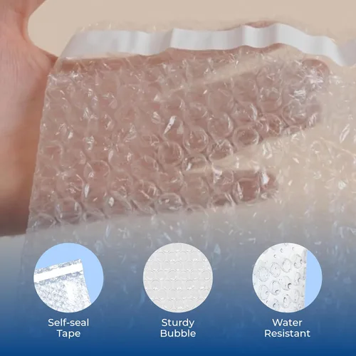 Miniatura 4 de The Boxery 3x5" Clear Self-Sealing Bubble Out Bag Pouches -50 Pack- Bubble Cushion Wrap Bags for Packing, Storage, Moving, and Shipping fragile items