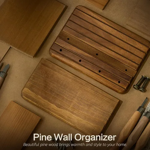 Miniatura 6 de Rebee Vision Soporte de pared de madera de acacia para decoración del hogar, mini llavero de 7 pulgadas para pared con 4 ganchos resistentes