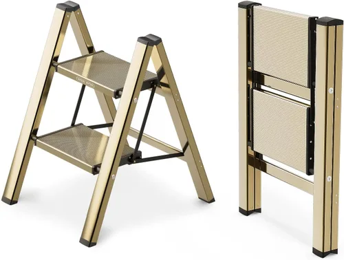 Miniatura 21 de WOA WOA Escalera de 6 peldaños, escaleras plegables ligeras con peldaños anchos, escalera delgada para espacios estrechos, escalera alta para techos
