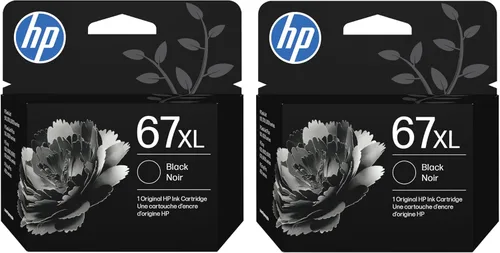 HP Cartucho de tinta negro de alto rendimiento 67Xl – Paquete de 2 | Funciona con DeskJet 1255, 2700, 4100, Envy 6000, 6400 Series