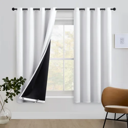 Miniatura 28 de FMFUNCTEX - Cortinas 100% blackout, 63 pulgadas de largo, estampado floral, aislamiento térmico, bolsillo para cortinero, 2 paneles, estilo granja