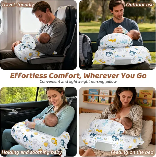 Miniatura 5 de KAKIBLIN Almohada de lactancia, almohadas inflables de lactancia, almohada de alimentación manos libres para aliviar el dolor de espalda con correa