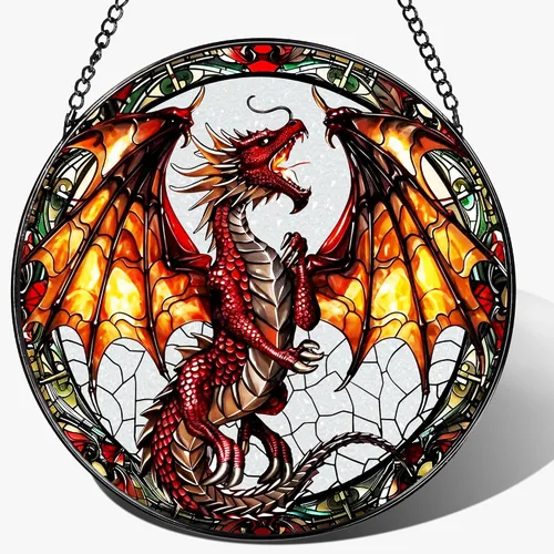 Miniatura 20 de Colgante de Vidriera, Gato Negro de 8 Pulgadas sobre Libro Atrapasol de Vidriera, Decoración Colgante para Ventana, Regalos para Amantes