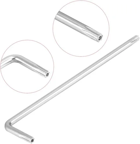 Miniatura 3 de uxcell Llave larga a prueba de manipulaciones Torx Star Key Bit Llave en forma de L niquelado T20