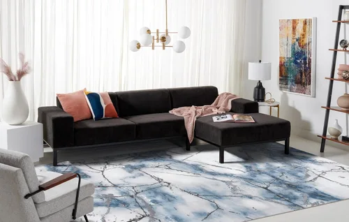 SAFAVIEH Craft Collection Alfombra de Acento - 2' x 3', Gris y Azul, Diseño Contemporáneo, Resistente a las Manchas, Ideal para Áreas de Alto