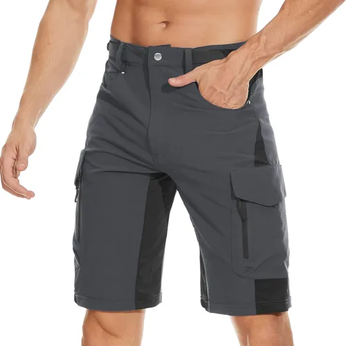 Pantalón corto Cycorld para ciclismo de montaña, bolsillos con cierre de cremallera, liviano, ligero de ajuste, para hombre