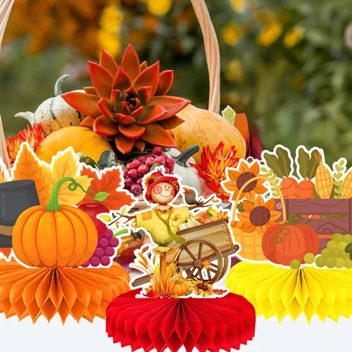 Miniatura 7 de 9 piezas de decoración de centro de mesa de otoño, decoración de mesa para fiesta de otoño, centro de mesa de Acción de Gracias, centro de mesa
