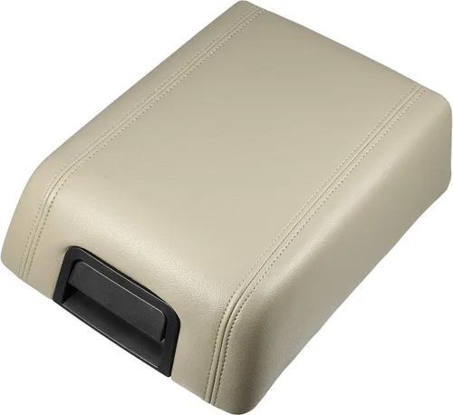 X AUTOHAUX Tapa de consola central de automóvil, funda de asiento para Ford F-150 2004-2008, funda para reposabrazos de piel sintética, color beige