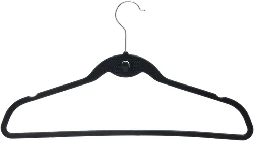 Miniatura 5 de Cascade perchas con ganchos giratorios, de acero, diseño delgado y resistente que ahorra espacio, Plástico, Negro, 17.5 pulgadas