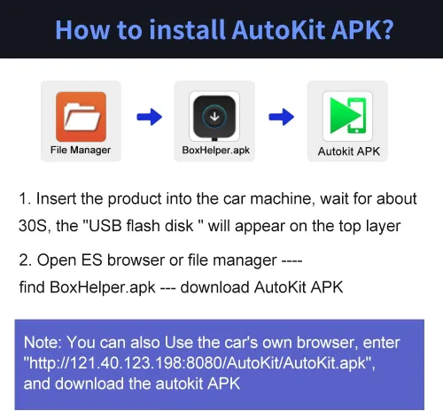 Miniatura 7 de Carlinkit Adaptador USB inalámbrico CarPlay solo compatible con radios de coche Android. solo para la versión de Android 4.4.2 o superior. APK debe