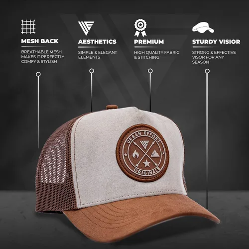 Miniatura 48 de Urban Effort Gorra trasera de malla, para hombres y mujeres, gorra de béisbol de 5 paneles, gran cierre a presión para caza y senderismo