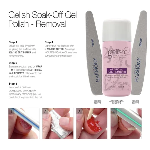 Miniatura 3 de Gelish Removedor de esmalte de uñas artificiales, removedor de esmalte de uñas, removedor de esmalte de uñas, 4 onzas
